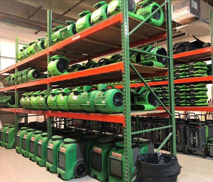 Drying equipment stored in warehouse.