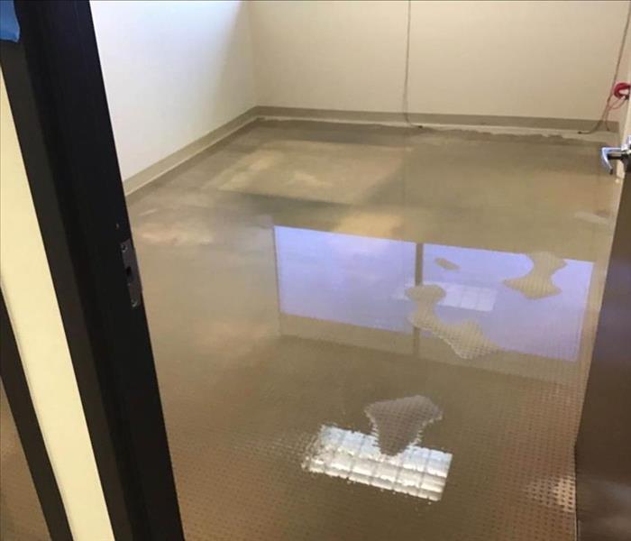 Large amount of standing water in an office.