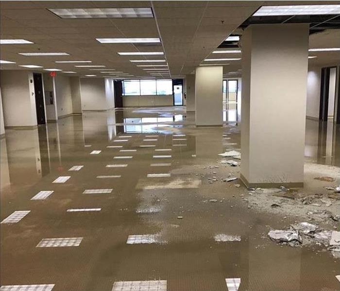 Water damage in a commercial building